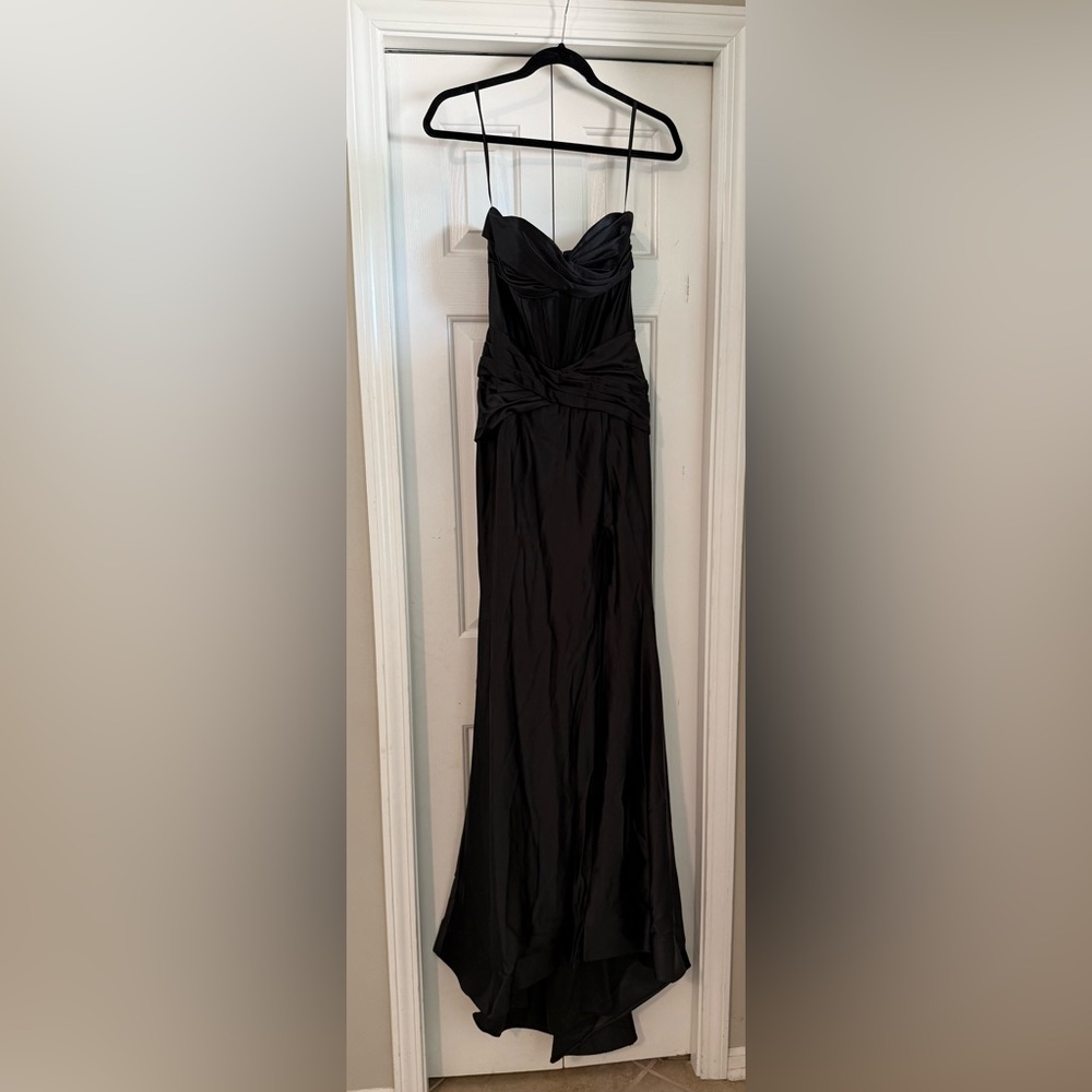 Strapless Black Women's Satin Lined Dress